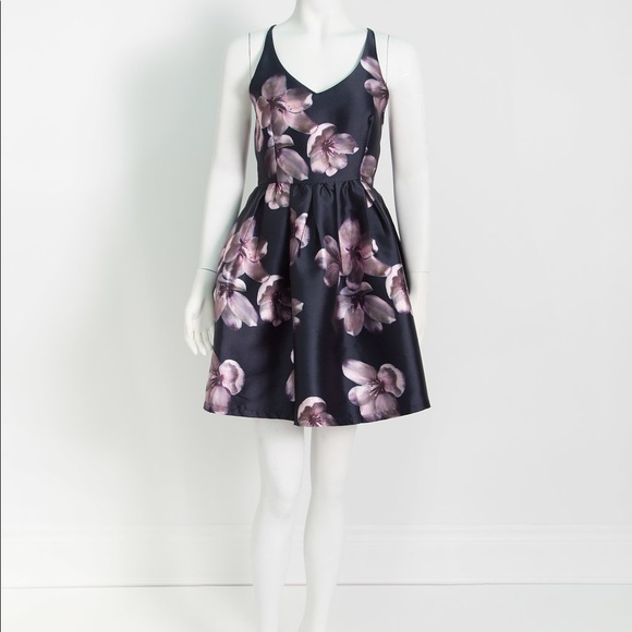 Mini Black Floral Dress - Picture 1 of 4
